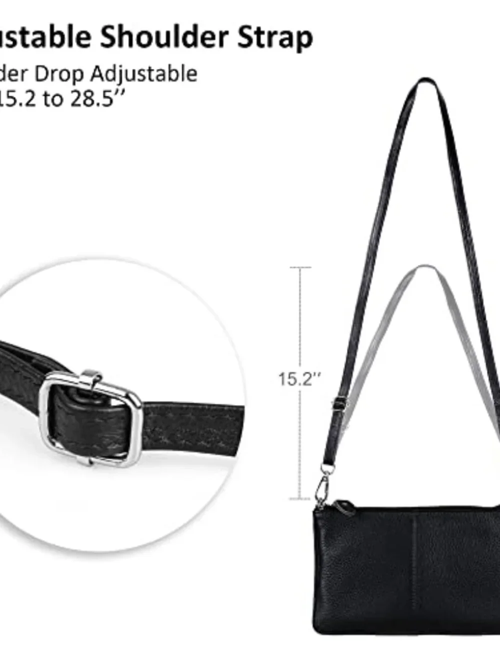 Genuine Leather Wristlet Clutch Crossbody Bag with RFID Card Slots